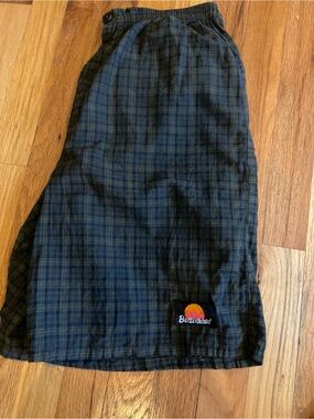 Boardshort-Style Plaid Cotton Shorts in Navy, Tan, Olive